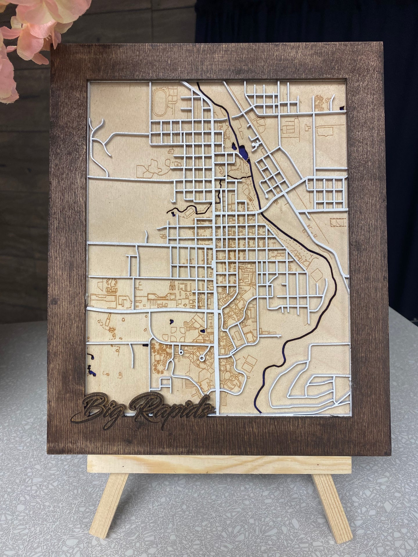 3D Wooden Map, Big Rapids
