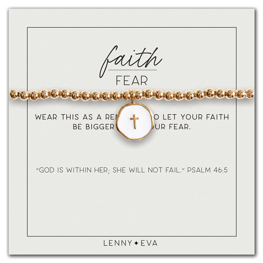 Faith Over Fear | Bracelet with White Cross