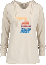 Load image into Gallery viewer, Michigan Sunset Lightweight pullover fleece with hoodie
