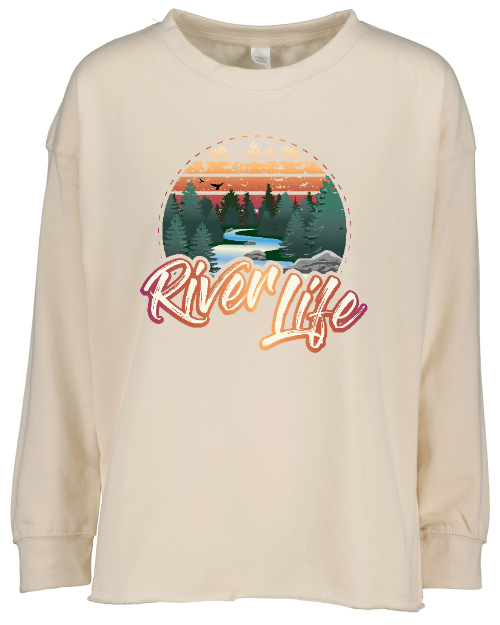River Life Drop Shoulder Fleece Crew Sweatshirt