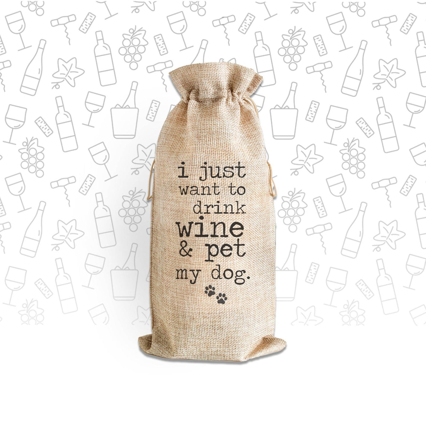 Drink Wine w/ Dog | Single Wine Bottle Bag