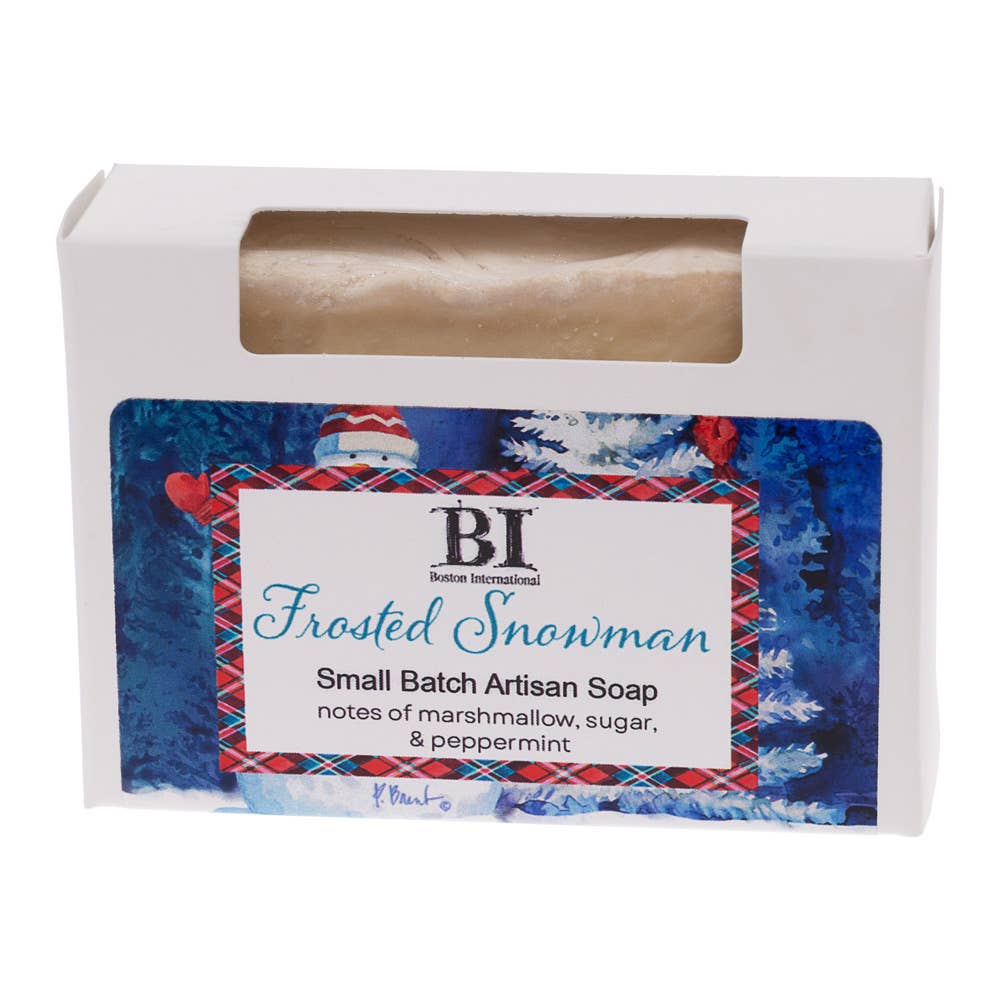 Frosted Snowman Shea Butter Scented Soap Bar 4.5 Oz