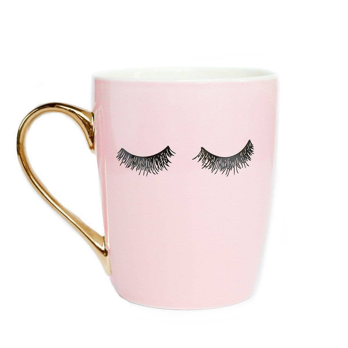 Eyelashes Pink and Gold Coffee Mug - 16 oz